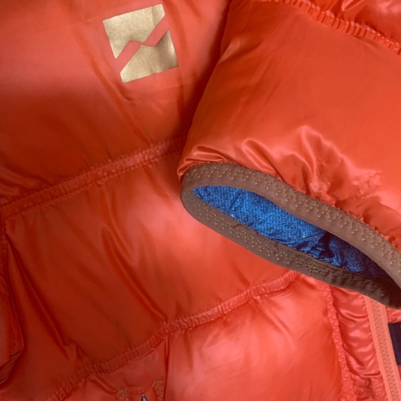 Mountain Force hooded reversible nylon quilted ski jacket orange/blue sz 38/Med - Picture 5 of 14